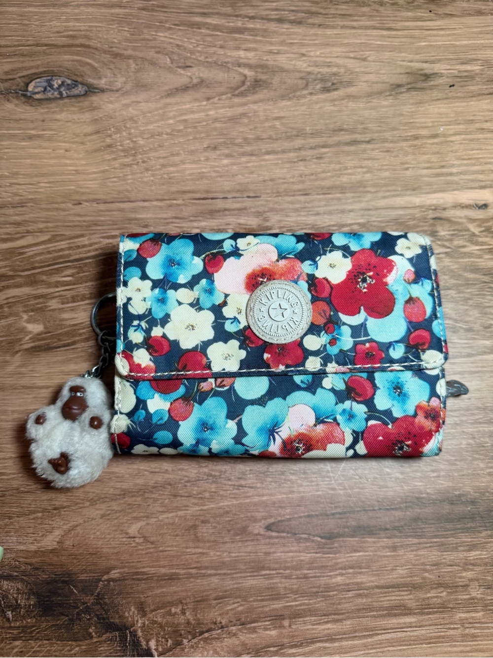 Kipling Floral Wallet Monkey Charm